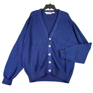Vintage 90s British Heritage Cardigan Sweaters XL Men Made In England Royal Blue
